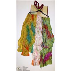 3-CASCADING COLOR ROSSETTE SCARVES