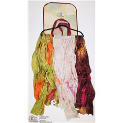 3-CASCADING COLOR ROSSETTE SCARVES