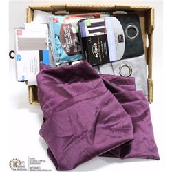 FLAT WITH 7 ASSORTED DRAPERY WINDOW PANELS