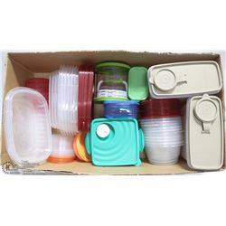 LARGE BOX W/OVER 80 PIECES OF STORAGE