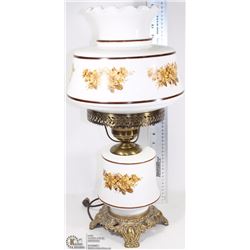 VINTAGE PARLOR MILK GLASS HURRICANE LAMP