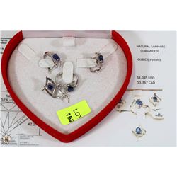 4PC STAMPED .925 SILVER SET WITH NATURAL SAPPHIRE