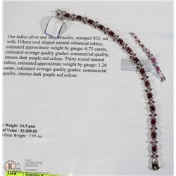 LADIES SILVER RUBY BRACELET WITH COA