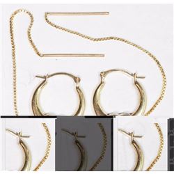 #3-TWO PAIRS OF 10K YELLOW AND WHITE GOLD