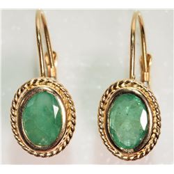 #17-14K YELLOW GOLD EMERALD EARRINGS