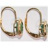 Image 2 : #17-14K YELLOW GOLD EMERALD EARRINGS
