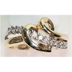 #22-14K YELLOW AND WHITE GOLD DIAMOND RING SZ 3.5