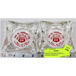 PAIR OF VINTAGE PACIFIC 66 GAS STATION ASHTRAYS