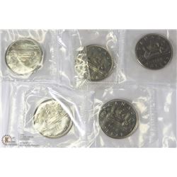 LOT OF 5 RCM SEALED 1968 CANADIAN DOLLARS