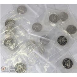 LOT OF 15 RCM SEALED CANADIAN NICKELS INCL YEARS