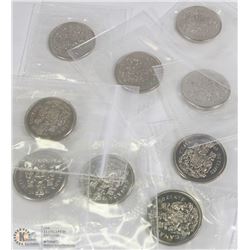 LOT OF 9 RCM SEALED CANADIAN 50 CENT COINS INCL