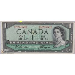 1954 CANADIAN $1.00 BANK NOTE