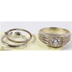 POLICE SEIZURE, .925 MENS  RING WITH 2 SMALLER