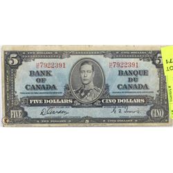 1937 CANADIAN $5 BILL