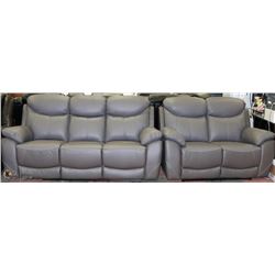 NEW GREY GENUINE LEATHER RECLINING FOLD DOWN