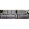 Image 1 : NEW GREY GENUINE LEATHER RECLINING FOLD DOWN