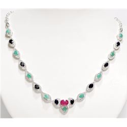 #31-STERLING SILVER RUBY, SAPPHIRE AND