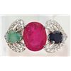 Image 4 : #31-STERLING SILVER RUBY, SAPPHIRE AND