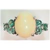 Image 1 : #32-STERLING SILVER OPAL AND EMERALD (0.65CT) RING