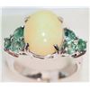 Image 2 : #32-STERLING SILVER OPAL AND EMERALD (0.65CT) RING