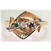 #35-10K YELLOW GOLD DIAMOND, SAPPHIRE, EMERALD