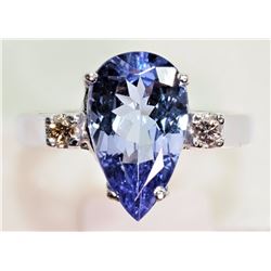 #42-14K WHITE GOLD TANZANITE (3.30CT) AND