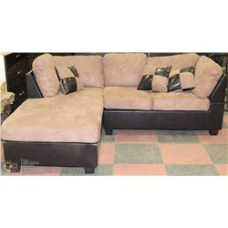 NEW 2 TONE MICROFIBRE AND LEATHERETTE SECTIONAL