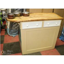 VINTAGE KITCHEN ISLAND W/ BUTCHER BLOCK TOP,