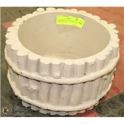 CONCRETE TWIG PLANTER POT 11" WIDE PAINTED