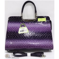 PURPLE BRIEFCASE SNAKE SKIN STYLE W/ SHOULDER