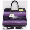 Image 1 : PURPLE BRIEFCASE SNAKE SKIN STYLE W/ SHOULDER