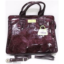 SHINY PURPLE BRIEFCASE STYLE PURSE COMES WITH
