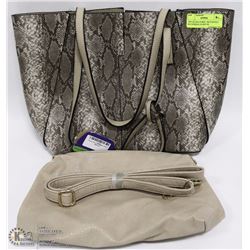 TWO IN ONE PURSE - REVERSIBLE BEIGE/BEIGE SNAKE