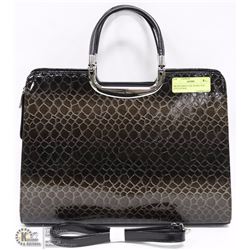 BROWN BRIEFCASE SNAKE SKIN STYLE PURSE