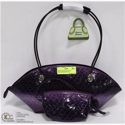 PURPLE SNAKE SKIN STYLE SHOULDER PURSE WITH