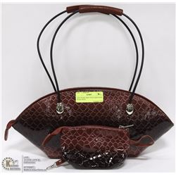 RED SNAKE SKIN STYLE SHOULDER PURSE WITH