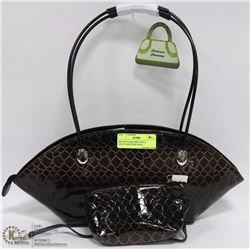 BROWN SNAKE SKIN STYLE SHOULDER PURSE WITH