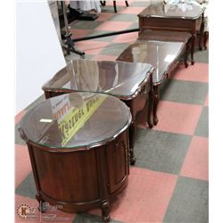 FRENCH PROVINCIAL 4 PC COFFEE TABLE SET WITH