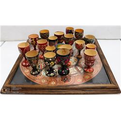 COLLECTION OF UKRAINIAN EGG CUPS WITH PICTURE