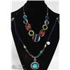 Image 1 : 2 PIECE BOHEMIAN TEAL & ROYAL BLUE NECKLACE SET