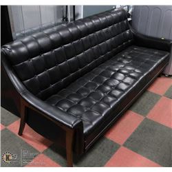 ESTATE VINTAGE BLACK LEATHERETTE SOFA (NEEDS MINOR