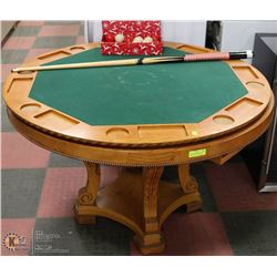 3 WAY COMBINATION BUMPER POKER TABLE W/ 2 CUES &