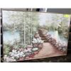 Image 1 : "SERENITY" FRAMED FLORAL LAKE SCENE PICTURE