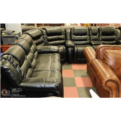 NEW BLACK DELUXE RECLINING CONSOLE SECTIONAL