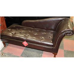 NEW BROWN LEATHERETTE STORAGE CHAISE LOUNGE
