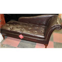 NEW BROWN LEATHERETTE STORAGE CHAISE LOUNGE