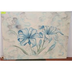 LARGE BLUE FLOWERS PAINTING SIGNED BY DOLEGA