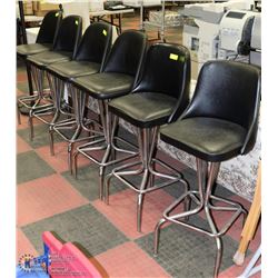 SET OF 6 CHROME AND VINYL BAR STOOLS