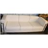 Image 1 : WHITE LEATHERETTE W/ CHROME TRIM SOFA