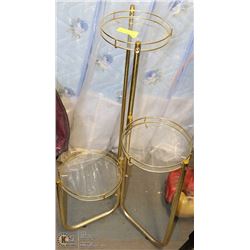 METAL AND GLASS 3 TIER PLANT STAND